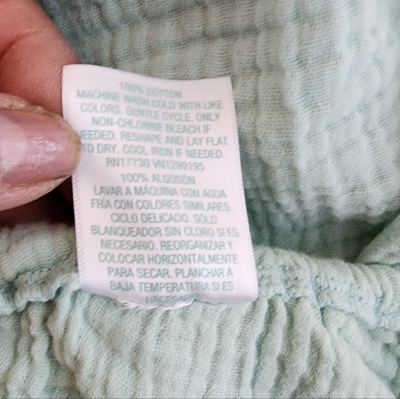 KONA SOL PASTEL GREEN 100% COTTON GAUZE MIDI SUNDRESS COVER-UP DRESS S/M - Picture 5 of 11